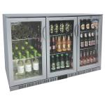 Cater-Cool CK2503 Commercial Triple Hinged Door Silver Bottle Cooler. LED Lighting. 900mm.