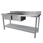 Cater-Wash Flat Pack Stainless Steel Double Sink With Right Hand Drainer - CK8181 