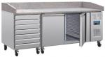 Polar CT423 U-Series Double Door Pizza Counter with Granite Top and Dough Drawers 290Ltr 
