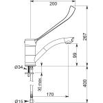 Delabie 200mm Lever Control Mixer Tap with 200mm Swivel Spout - DLB-5044LSP