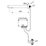 Delabie Binoptic Cross Wall Mounted Electronic Basin Mixer Tap, 205mm Spout - DLB-758ENC