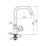 Delabie Dome Control Sink Tap with 150mm Swivel Spout - DLB-D5106