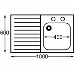 Franke DN601 Single Bowl Sink with Left Hand Drainer 1000x 600mm