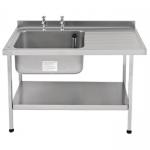 DN616 Single Bowl Sink with Right Hand Drainer 1200x 650mm
