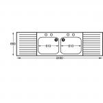 Frank DN623 Double bowl with Double Drainer 2400 x 650mm