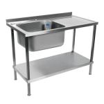 Vogue DR384 Fully Assembled Stainless Steel Sink Single Right Hand Drainer 1200mm
