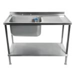 Vogue DR384 Fully Assembled Stainless Steel Sink Single Right Hand Drainer 1200mm
