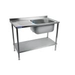 Vogue DR389 Fully Assembled Stainless Steel Sink Left Hand Drainer 1500mm