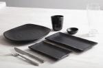 DR513 Olympia Kristallon Fusion Melamine Rounded Square Plates Black 250mm - Pack of 6