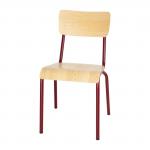 Bolero Cantina Side Chairs with Wooden Seat Pad and Backrest Wine Red (Pack of 4)