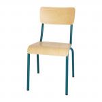 Bolero Cantina Side Chairs with Wooden Seat Pad and Backrest Teal (Pack of 4) FB944