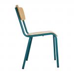 Bolero Cantina Side Chairs with Wooden Seat Pad and Backrest Teal (Pack of 4) FB944