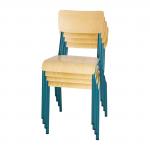 Bolero Cantina Side Chairs with Wooden Seat Pad and Backrest Teal (Pack of 4) FB944