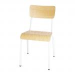 Bolero Cantina Side Chairs with Wooden Seat Pad and Backrest White (Pack of 4)FB945
