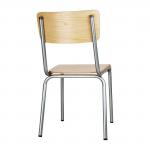 Bolero Cantina Side Chairs with Wooden Seat Pad and Backrest Galvanised (Pack of 4) FB946