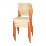 Bolero Cantina Side Chairs with Wooden Seat Pad and Backrest Orange (Pack of 4) FB947