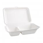 Fiesta Green FC524 Compostable Bagasse 2-Compartment Hinged Food Containers 253mm (Pack of 200)