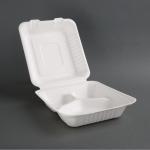 Fiesta Green FC526 Compostable Bagasse 3 Compartment Hinged Food Containers 237mm (Pack of 200)