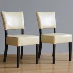 GF958 Bolero Chunky Faux Leather Chairs Cream (Pack of 2)