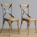 GG656 Bolero Natural Wooden Dining Chairs with Backrest (Pack of 2)
