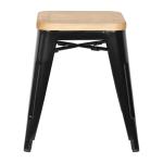 Bolero GM635 Bistro Low Stools with Wooden Seat Pad Black (4 pack)