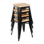 Bolero GM635 Bistro Low Stools with Wooden Seat Pad Black (4 pack)