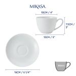 Mikasa Chalk Set of 2 Porcelain Cappuccino Cups and Saucers, 310ml, White