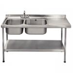 KWC DVS Flat Pack Double Bowl Sink with Right Hand Drainer 1500x 600mm