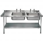 P372 Stainless Steel Double Bowl Sink Left Hand Drainer