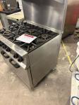 RET52284 - Lincat Opus 800 OG8002 6 Burner Open Top Gas Oven Range on Castors - With splashback