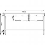 Vogue U909 Double Bowl Stainless Steel Sinks L/H Drainer W1800 x D650mm