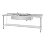 Vogue U910 Stainless Steel Sink Double Bowl and Double Drainer 2400mm 