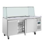 Polar UA018 U-Series GN Saladette Counter with Square Sneeze Guard 3 Door