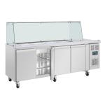 Polar UA019 U-Series GN Saladette Counter with Square Sneeze Guard 4 Door